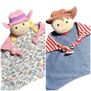 Organic Farm Buddies Lovey Kids OS Floral Cowgirl Cowboy Security Blanket